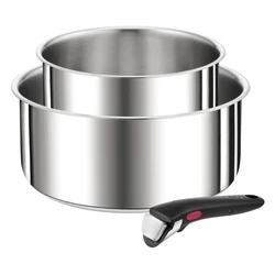 Série de 2 casseroles inox 16/20cm + poignée - L9739302 - Tefal - Série de 2 casseroles 16/20cm + poignée amovible...