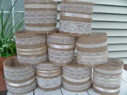For sale is 6 mason jar sleeves.The burlap and lace is already adhered together. These look great as they are, too!...
