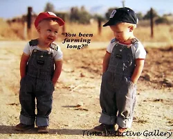 Boys in Overalls. You Been Farming Long?. Giclee Photo Print. This is an 8