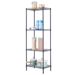 EASY ASSEMBLY - 4 shelf shelving unit no tools required for assembly. The 4-Layer Plastic Coated Iron Shelf provides a...