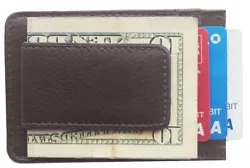 Genuine Leather Slim Front Pocket Money Clip Brown. Magnetic money clip to hold bills. Holds upto 3 credit cards and 1...