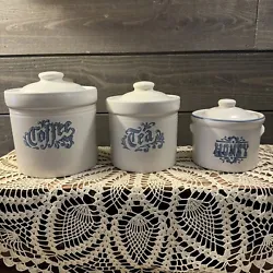 Vintage Pfaltzraff Kitchen Canisters Coffee, Tea, Honey Set Of 3 Small Chip on rim of tea container...