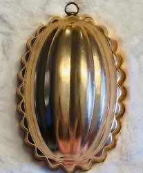 Vintage Aluminum Copper Toned Melon Shaped Oval Jello Mold, Wall Hanging, Mid Century Modern Kitchen Decor. 2-1/2 Cup...
