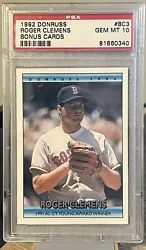 ROGER CLEMENS 1992 Donruss Bonus Cards PSA 10 GEM MT #BC3 **POP 25**. Condition is Used. Shipped with USPS First Class.