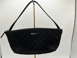GUCCI GG Canvas Leather Boat Bag Hand Bag Black from Japan Rank AB From Japan. Used item, may have insignificant...