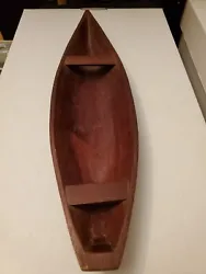 Antique Hand Carved Exotic Wood Boat Toy Display. Unsure if it is a toy, display, etc. Very nice wood grain and color...