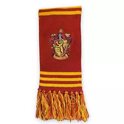 The Wizarding World Of Harry Potter Gryffindor Scarf Knit Fringe Red Gold.