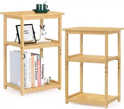【Bamboo Nightstand】: The farmhouse nightstand is made of natural bamboo, which is tougher and stronger than normal...