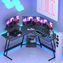 L shaped Gaming Table: The L shaped design of the new super gaming desk can effectively use the corner space while...