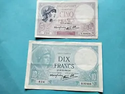 Lot de 2 billets français de 1939 et 1940.