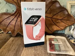Fitbit Versa Fitness Smartwatch Peach/Rose-Gold Aluminum new in box never used. Includes small and large wristbands...