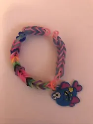Rainbow Loom Fish Charm Bracelet. Cute, handmade rainbow loom bracelet with fun fish charm.