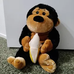 Gorilla with Banana Plush Stuffed Animal Monkey Black Brown Goffa Intl.