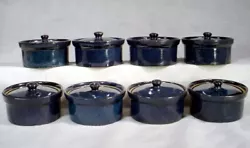 Pearsons of Chesterfield - 1810. Set of 8 Lidded Stoneware Crocks. Made in England.