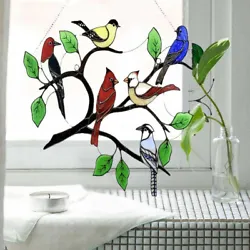 Material: Acrylic, Stained Glass Effect, super sparkly, Birds on a branches design. 1pc x Birds Sun Catcher. Hang it in...
