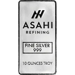 Asahi Holdings Inc. Silver Bar - Asahi Refining -. 999 Fine Silver in Sealed Protective Plastic. The reverse features a...