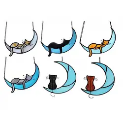 Cat Stained Glass Window Hanging 1pcs. With smooth edges and lightweight, Cat Stained Glass will serve you for years....