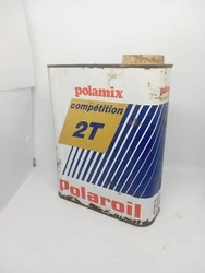 Ancien Bidon Dhuile POLAROIL POLAMIX COMPETITION 2T.  Sortie de grange !