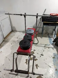 bench press with weights. Condition is Used. Local pickup only.