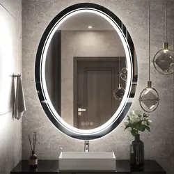 LED Bathroom Mirror Adjustable Front Lights Anti Fog Oval Vanity Mirror Backlit.