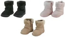 TODDLER FAUX SUEDE WINTER BOOTS. FAUX FUR LINING & SIDE ZIPPER. - Upper: Fabric Suede / Faux Fur Lining. for easy on &...