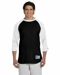 Contrast rib collar and 3/4-raglan sleeves. “C” logo on left sleeve.
