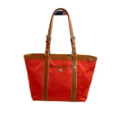 Coach Red Coral Strap Leather Large Handbag Purse Red Double Strap BagInterior: zipper closure, 2 slip pockets, zipper...