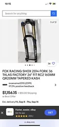 32 inch…This Fox Racing Factory Series front shock is designed to elevate your cycling experience. With its...