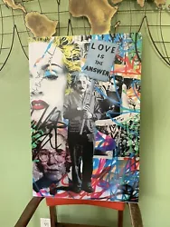 Mr. Brainwash “Love is the answer” Lithograph Poster.  “Poster is mounted on a foam board.”
