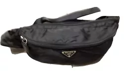 PRADA Nylon Black Waist Belt Bag Crossbody Fanny Pack. Web adjustable strap with deployment buckle. Two zipper...