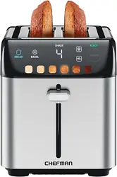 This Chefman Smart Touch 2-Slice Digital Toaster with quick and easy touchscreen operation features 6 precise browning...