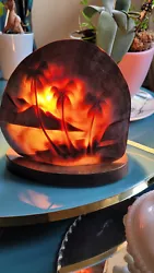 ART DECO 1940 50 Lampe veilleuse bois de palissandre de tahiti avec coquillage nacré 18Hx18LX12Pcm. VEILLEUSE QUI...