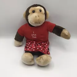 Valentine Monkey Plush I Love You Pajamas Heart Boxers 15”. In good condition.