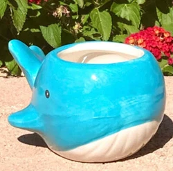 Here is a Super Cute Small Ceramic Blue Whale Succulent Planter Plant Pot. Perfect for small plants or just to hold...