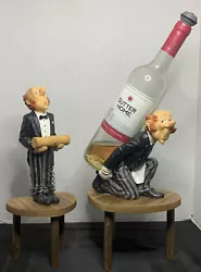 Funny Butler/Waiter Wine Bottle And Cork Screw Holder Set 7
