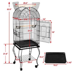 Powder coated with non-toxic and lead free paint. 【SPACIOUS CAGE】 - This bird cage has 2 perches that the birds can...