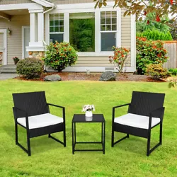 3 PCS Outdoor Rattan Wicker Patio Chat Chairs & Table Furniture Set Lounge. This Single 2pcs Coffee Table 1pc Exposed...