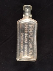 Foss 2 Oz Liquid Fruit Flavors Portland Maine. Antique Glass Bottle.