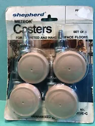 Very cool plastic casters c 1970, for carpet & hard floors, drill size for holes listed as 3/8
