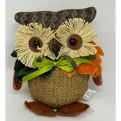 Owl Pillow Burlap & Crocheted Applique~CUTE~Plush Stuffed Animal DecorationIn excellent conditionYou are appreciated.