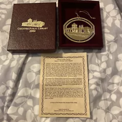 Chicopee Mass PUBLIC LIBRARY 2004 ornament New In box.