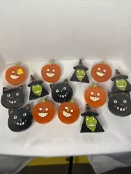 Tag Halloween Floating Candles Pumpkins, Witch, Black Cat. All are new. Plastic still on. One cat has an ear missing. I...