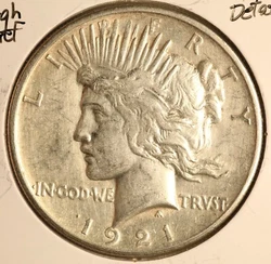 1921-P High Relief Peace Dollar AU Details ***RARE FIRST YEAR HIGH RELIEF***