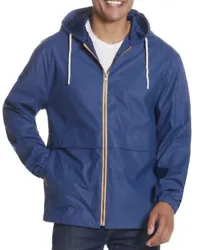 New WP Weatherproof Mens Blue Windbreaker Rain Jacket Hooded Size MEDIUM
