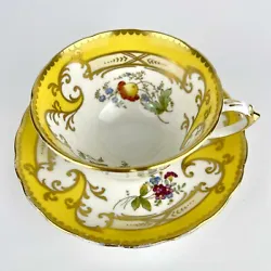 Vintage England Hand Painted Gold Rims Yellow Tuscan Fine Bone China Tea Cup & Saucer. This beautiful tea cup and...