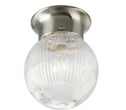 Progress Lighting Flushmount Light Fixture with Clear Ribbed Glass Globe.