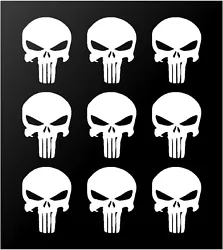 Set of 9 The Punisher Skull peel and stick vinyl decals stickers. Car and boat decals and graphics. Dishes & Mugs -...