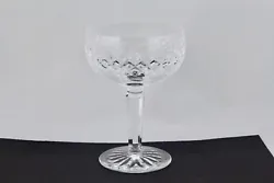 This Irish cut crystal Lane Champagne/Tall Sherbet Glass have acid-etched script lettering 