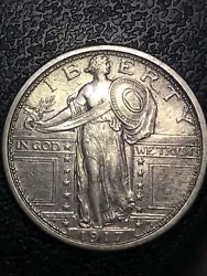 1917-P T1 Standing Liberty Qtr. UNC . Full Shield. Full Head. Monster Toned. Uncirculated. GEM BU. Encourage reasonable...