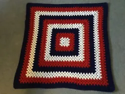 Patriotic Red White & Blue 35x35 Handmade Crocheted Blanket/lap/Stroller Blanket. Here for your consideration is a...